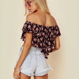 NWT Planet Blue Double Ruffle Crop